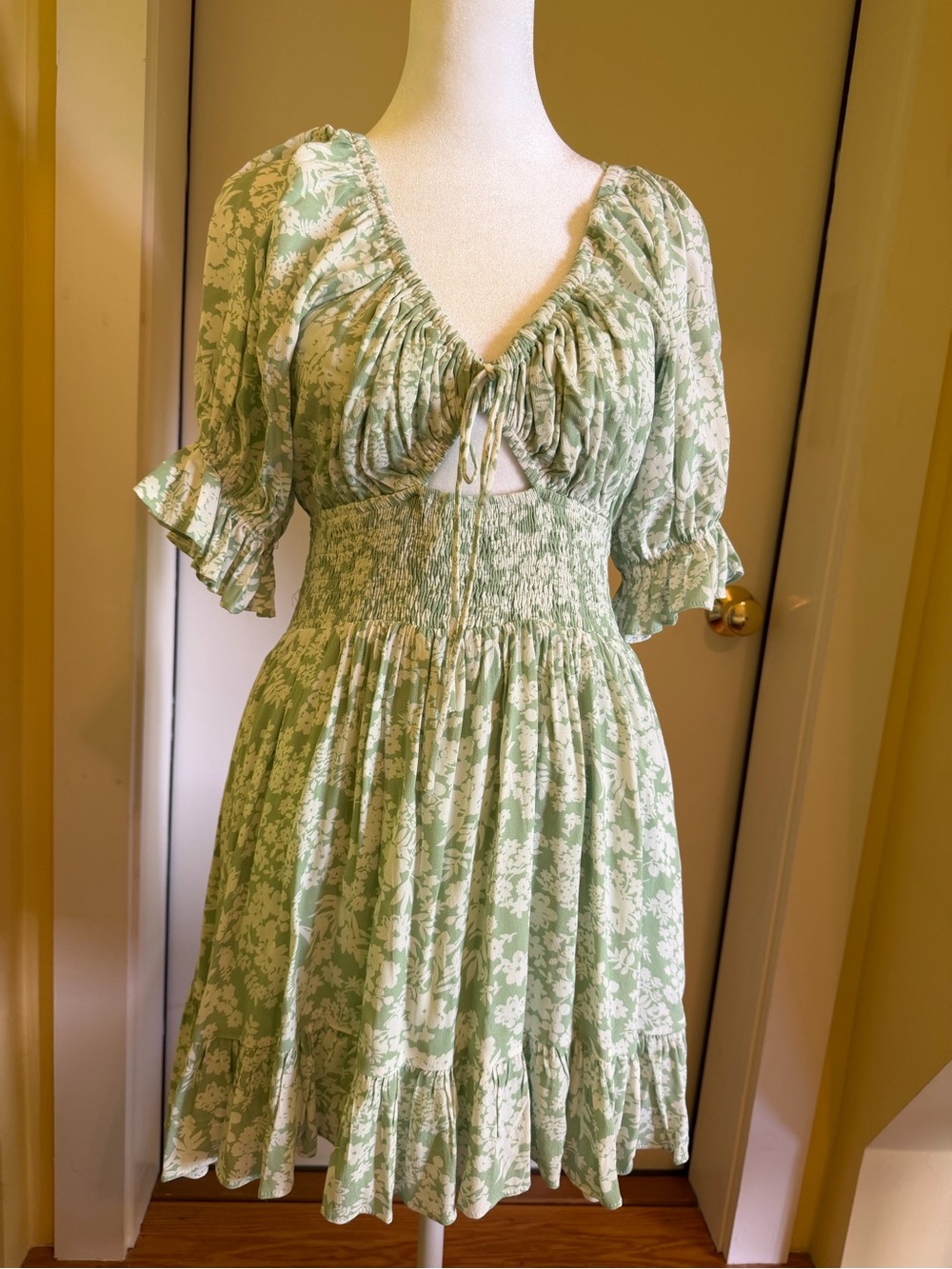 Red Dress Boutique Mint Green Floral Tie-Front Mini Dress